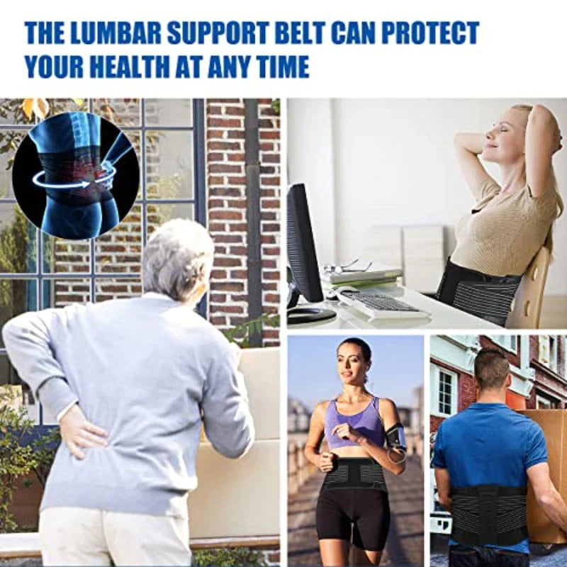 Lower Back Support Brace Lumbar Waist Belt Double Pull Breathable Belt Men Women