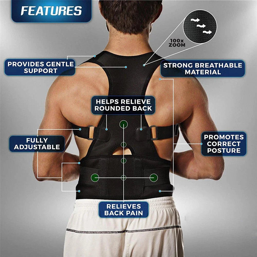 Posture Corrector Support Magnetic Back Shoulder Brace Belt Band for Men Women