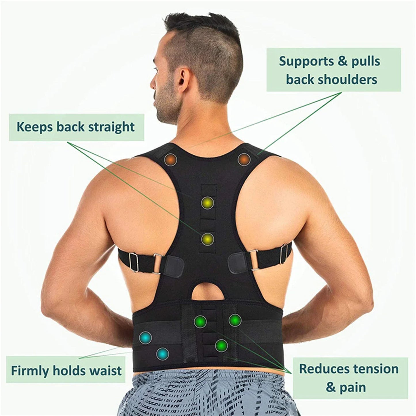 Posture Corrector Support Magnetic Back Shoulder Brace Belt Band for Men Women