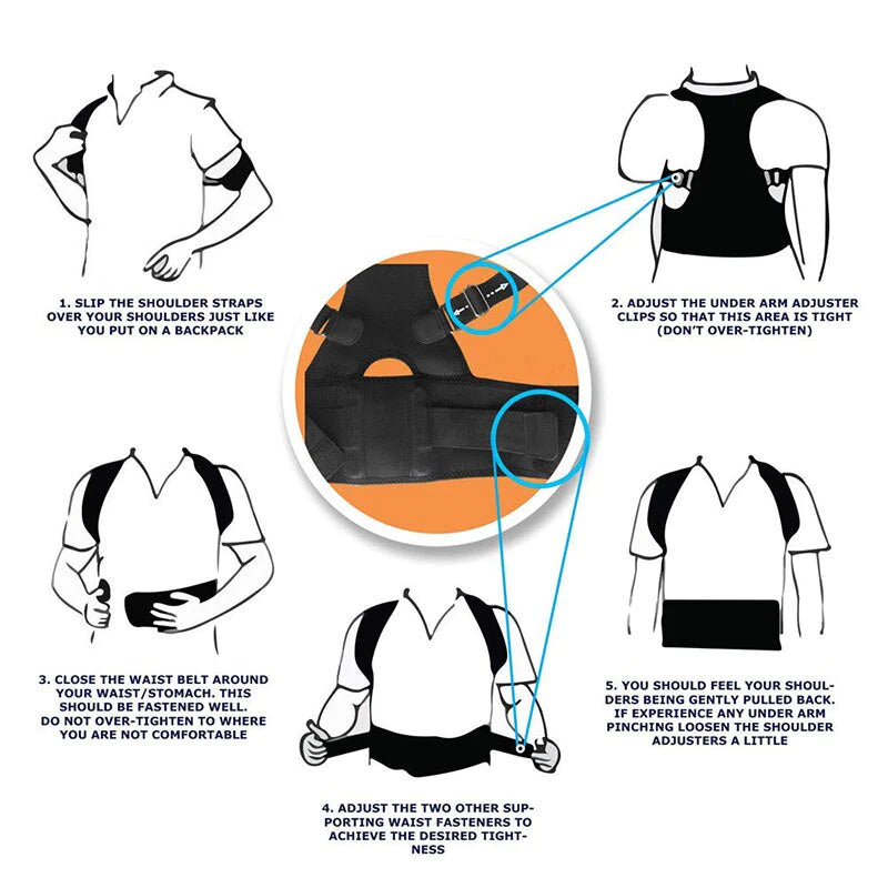 Posture Corrector Support Magnetic Back Shoulder Brace Belt Band for Men Women