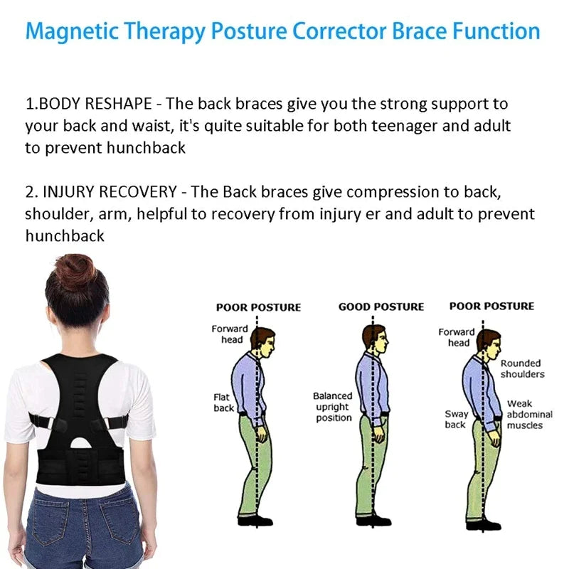 Posture Corrector Support Magnetic Back Shoulder Brace Belt Band for Men Women