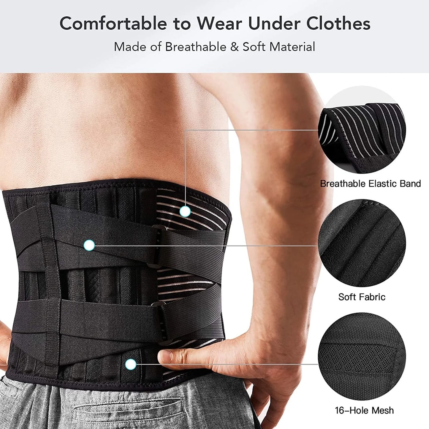 Adjustable Lower Back Brace Lumbar Support Waist Belt for Pain Relief